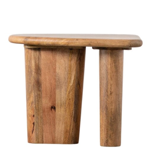 Boho Rustic Chunky Solid Light Mango Wood Sculptural Side Table