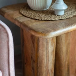 Boho Rustic Chunky Solid Light Mango Wood Sculptural Side Table