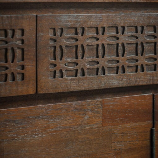 Boho Rustic Dark Brown Mango Wood Carved 3 Door 2 Drawer Sideboard 140cm