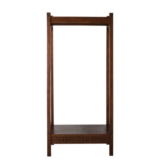 Boho Rustic Dark Brown Mango Wood Carved Open Wardrobe 174cm