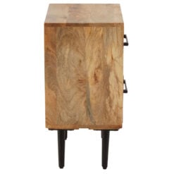 Boho Rustic Mango Wood 2 Drawer Bedside Cabinet With Black Metal Legs