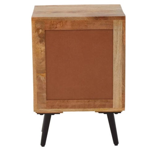 Boho Rustic Mango Wood 2 Drawer Bedside Cabinet With Black Metal Legs