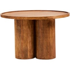 Boho Rustic Natural Brown Solid Mango Wood Columns Coffee Table