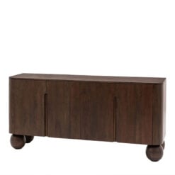 Boho Rustic Retro Solid Dark Mango Wood Curved Large Sideboard 170cm