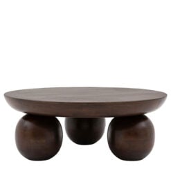 Boho Rustic Retro Solid Dark Mango Wood Round Coffee Table 90cm