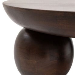 Boho Rustic Retro Solid Dark Mango Wood Round Coffee Table 90cm