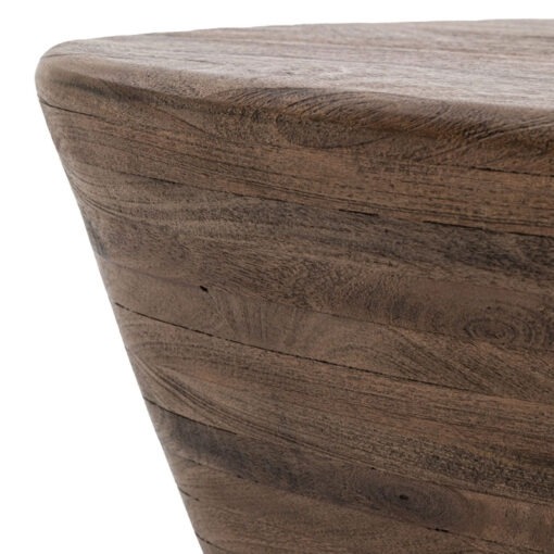 Boho Rustic Solid Dark Mango Wood Triangular Side End Table