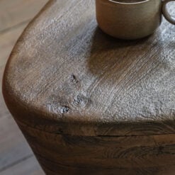 Boho Rustic Solid Dark Mango Wood Triangular Side End Table