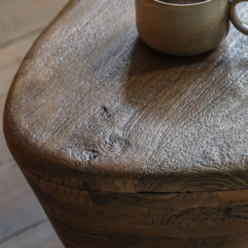 Boho Rustic Solid Dark Mango Wood Triangular Side End Table