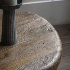 Boho Rustic Solid Dark Mango Wood Triangular Side End Table