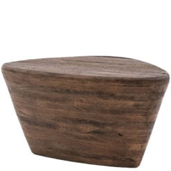 Boho Rustic Solid Dark Mango Wood Triangular Side End Table