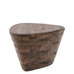 Boho Rustic Solid Dark Mango Wood Triangular Side End Table