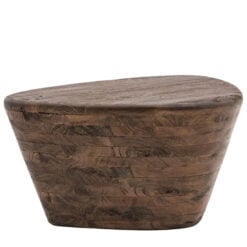 Boho Rustic Solid Dark Mango Wood Triangular Side End Table