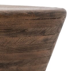 Boho Rustic Solid Dark Mango Wood Triangular Side End Table