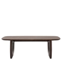 Boho Rustic Solid Dark Walnut Brown Mango Wood Arch Coffee Table 120cm