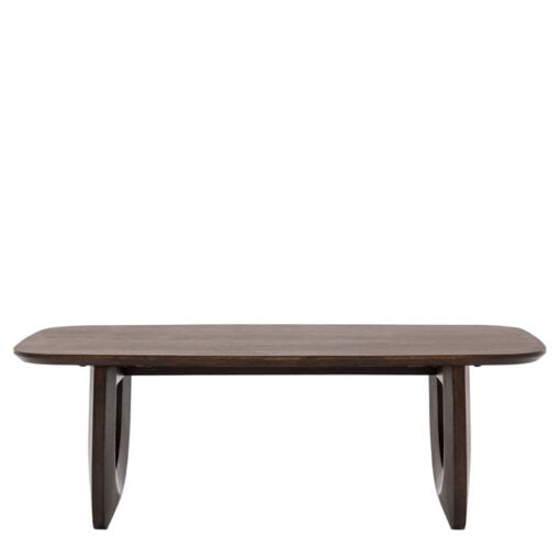 Boho Rustic Solid Dark Walnut Brown Mango Wood Arch Coffee Table 120cm