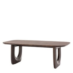 Boho Rustic Solid Dark Walnut Brown Mango Wood Arch Coffee Table 120cm