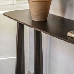 Boho Rustic Solid Dark Walnut Brown Mango Wood Arch Console Table 150cm