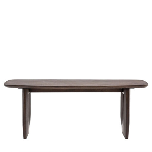 Boho Rustic Solid Dark Walnut Brown Mango Wood Arch Dining Bench 120cm