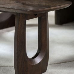 Boho Rustic Solid Dark Walnut Brown Mango Wood Arch Dining Bench 120cm