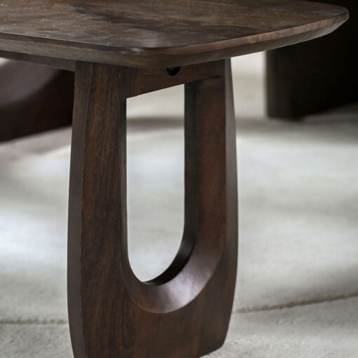Boho Rustic Solid Dark Walnut Brown Mango Wood Arch Dining Bench 120cm