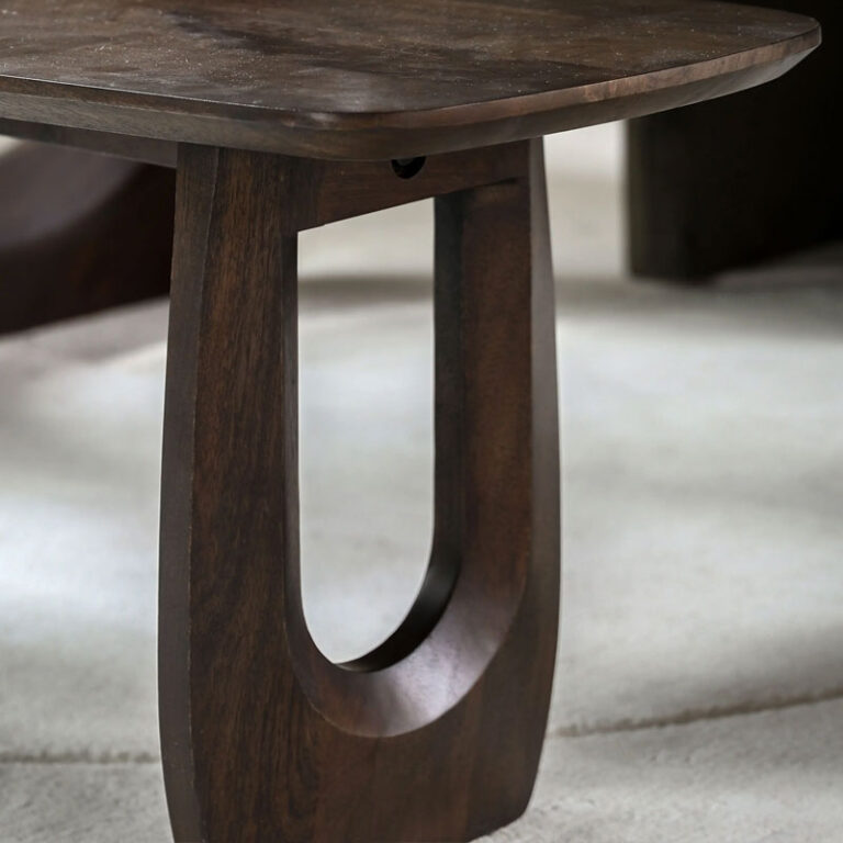 Boho Rustic Solid Dark Walnut Brown Mango Wood Arch Dining Bench 120cm ...