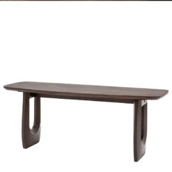 Boho Rustic Solid Dark Walnut Brown Mango Wood Arch Dining Bench 120cm