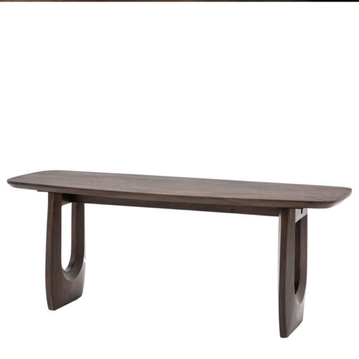 Boho Rustic Solid Dark Walnut Brown Mango Wood Arch Dining Bench 120cm