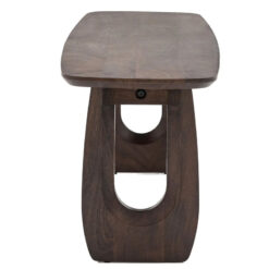 Boho Rustic Solid Dark Walnut Brown Mango Wood Arch Dining Bench 120cm