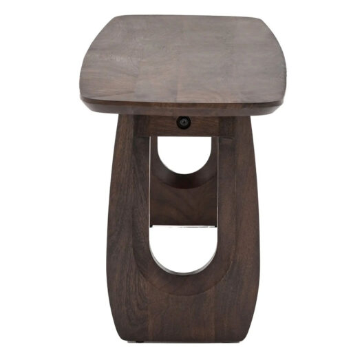 Boho Rustic Solid Dark Walnut Brown Mango Wood Arch Dining Bench 120cm