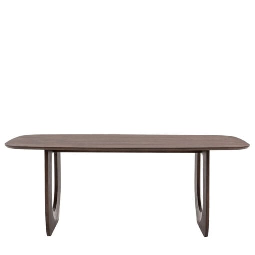 Boho Rustic Solid Dark Walnut Brown Mango Wood Arch Dining Table 200cm