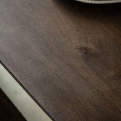 Boho Rustic Solid Dark Walnut Brown Mango Wood Arch Dining Table 200cm