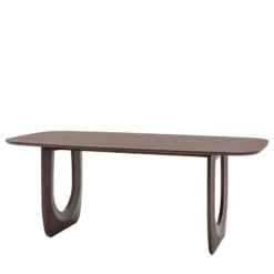 Boho Rustic Solid Dark Walnut Brown Mango Wood Arch Dining Table 200cm