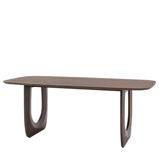 Boho Rustic Solid Dark Walnut Brown Mango Wood Arch Dining Table 200cm