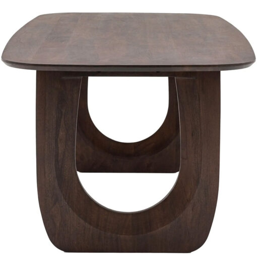 Boho Rustic Solid Dark Walnut Brown Mango Wood Arch Dining Table 200cm