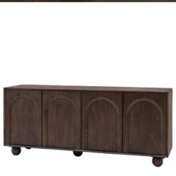 Boho Rustic Solid Dark Walnut Brown Mango Wood Arch Large Sideboard 166cm