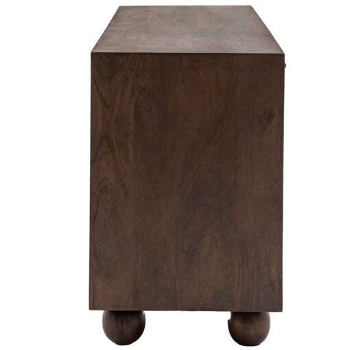 Boho Rustic Solid Dark Walnut Brown Mango Wood Arch Large Sideboard 166cm