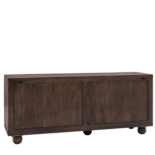 Boho Rustic Solid Dark Walnut Brown Mango Wood Arch Large Sideboard 166cm