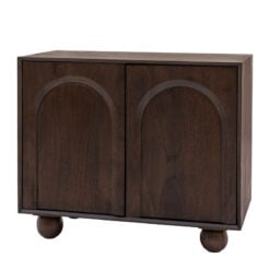 Boho Rustic Solid Dark Walnut Brown Mango Wood Arch Small Sideboard 85cm