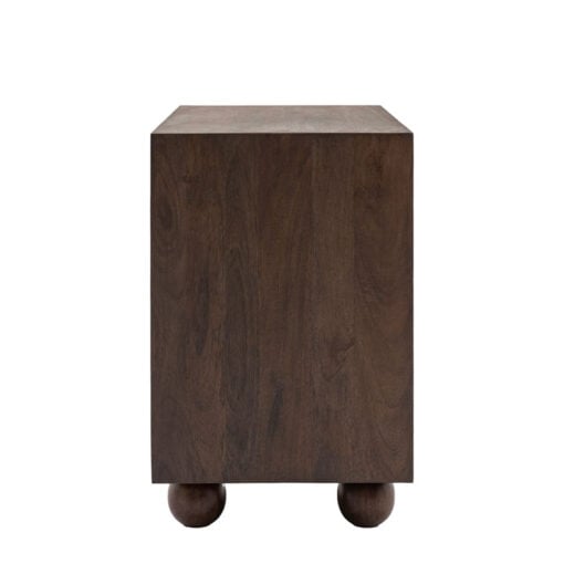 Boho Rustic Solid Dark Walnut Brown Mango Wood Arch Small Sideboard 85cm