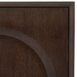 Boho Rustic Solid Dark Walnut Brown Mango Wood Arch Small Sideboard 85cm