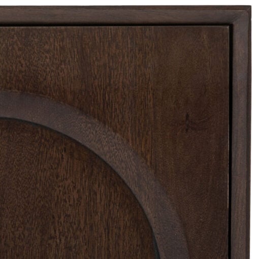 Boho Rustic Solid Dark Walnut Brown Mango Wood Arch Small Sideboard 85cm