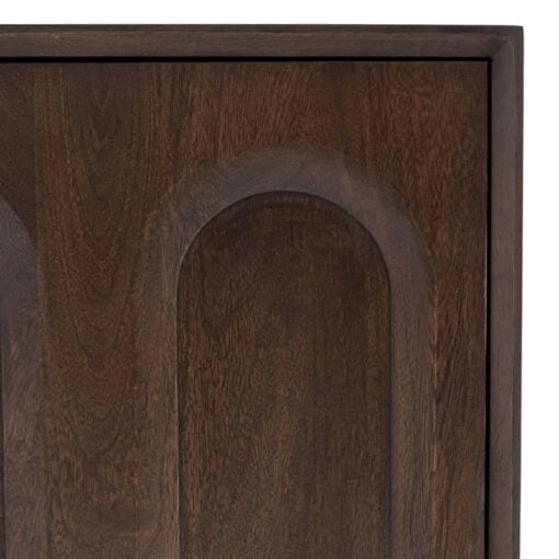 Boho Rustic Solid Dark Walnut Brown Mango Wood Arch TV Stand 140cm