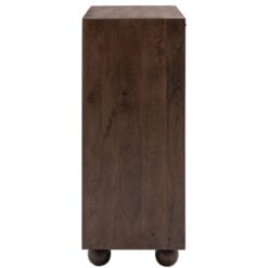 Boho Rustic Solid Dark Walnut Brown Mango Wood Arch Tall Cabinet Sideboard