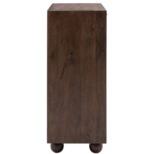 Boho Rustic Solid Dark Walnut Brown Mango Wood Arch Tall Cabinet Sideboard