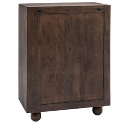 Boho Rustic Solid Dark Walnut Brown Mango Wood Arch Tall Cabinet Sideboard