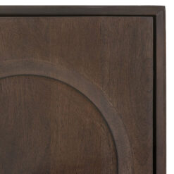 Boho Rustic Solid Dark Walnut Brown Mango Wood Arch Tall Cabinet Sideboard