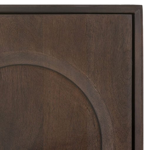Boho Rustic Solid Dark Walnut Brown Mango Wood Arch Tall Cabinet Sideboard