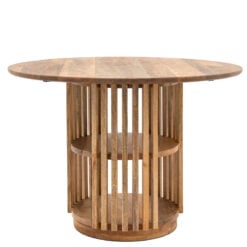 Boho Rustic Solid Light Mango Wood 2 Shelf Slatted 4 Seater Dining Table 110cm