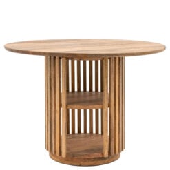 Boho Rustic Solid Light Mango Wood 2 Shelf Slatted 4 Seater Dining Table 110cm